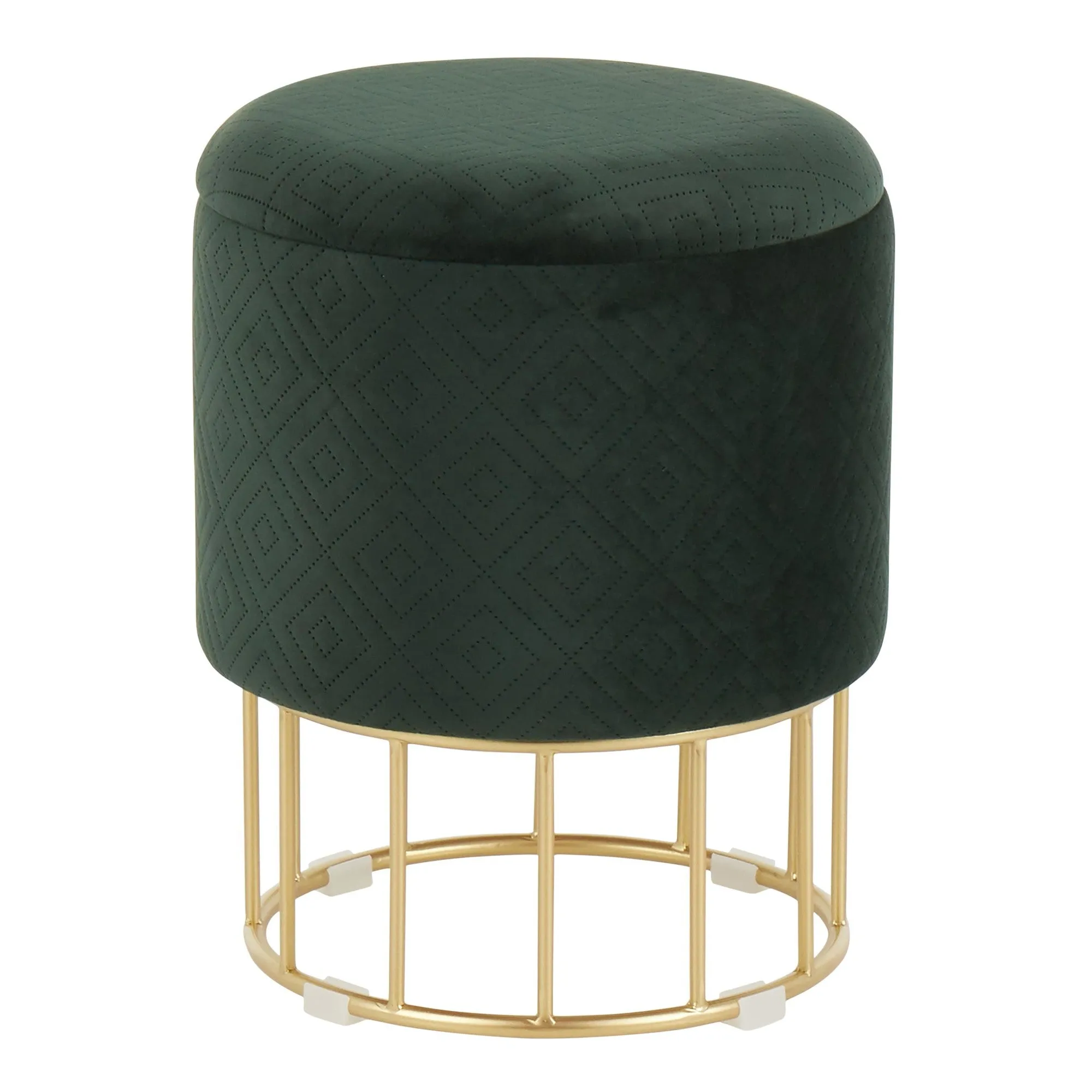 Canary Contemporary/Glam Ottoman in Gold Metal and Green Velvet  by LumiSource