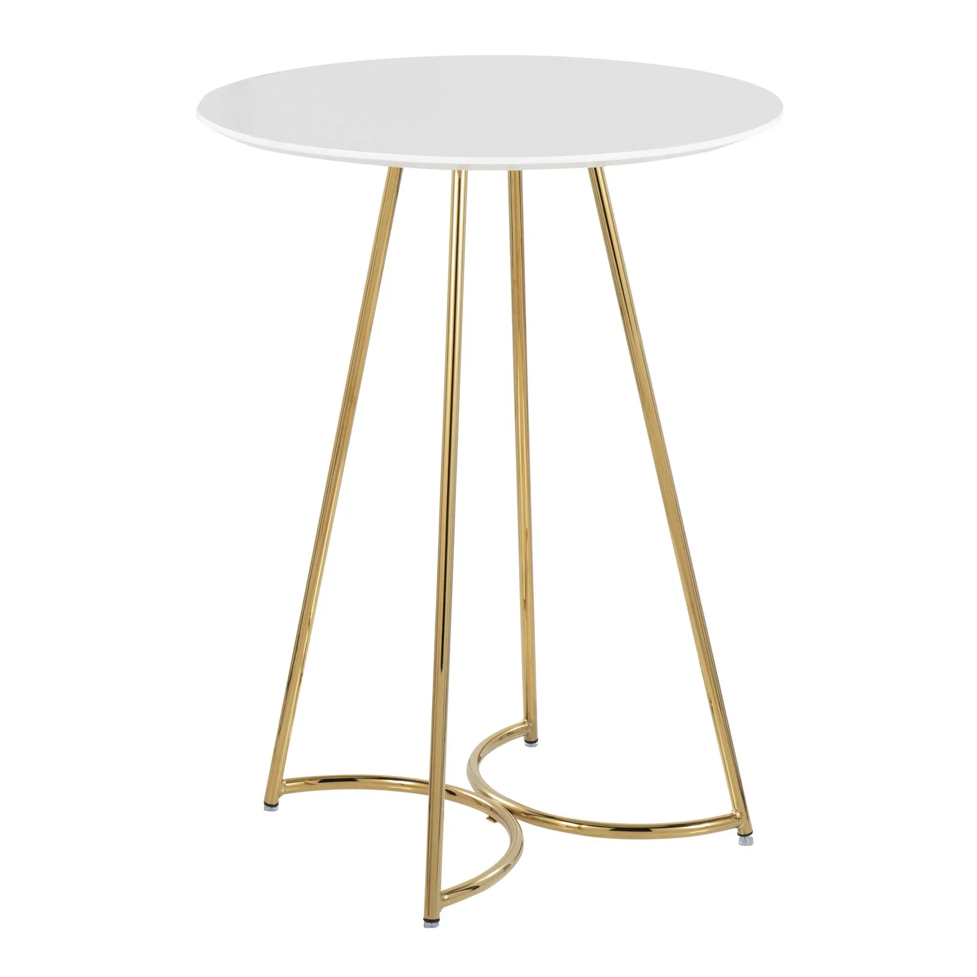 Cece Canary Contemporary/Glam Counter Table in Gold Steel and White Wood by LumiSource