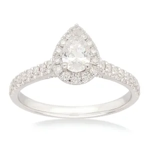 Celebration 18ct White Gold Pear and Round Cut 0.75 Carat tw Lab Grown Diamonds Ring