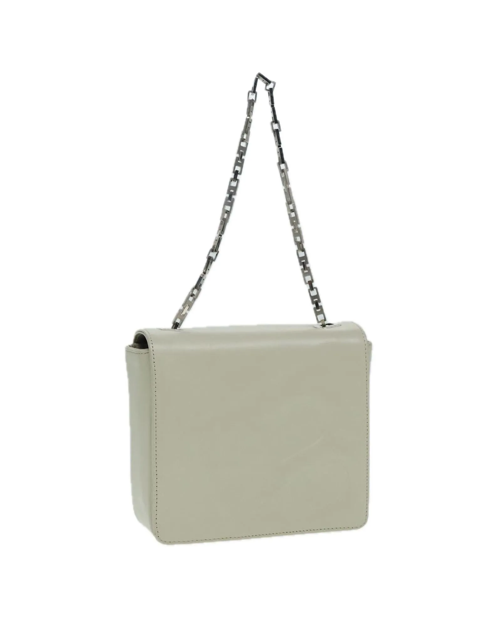 Chain Leather Shoulder Bag with Silver Accents