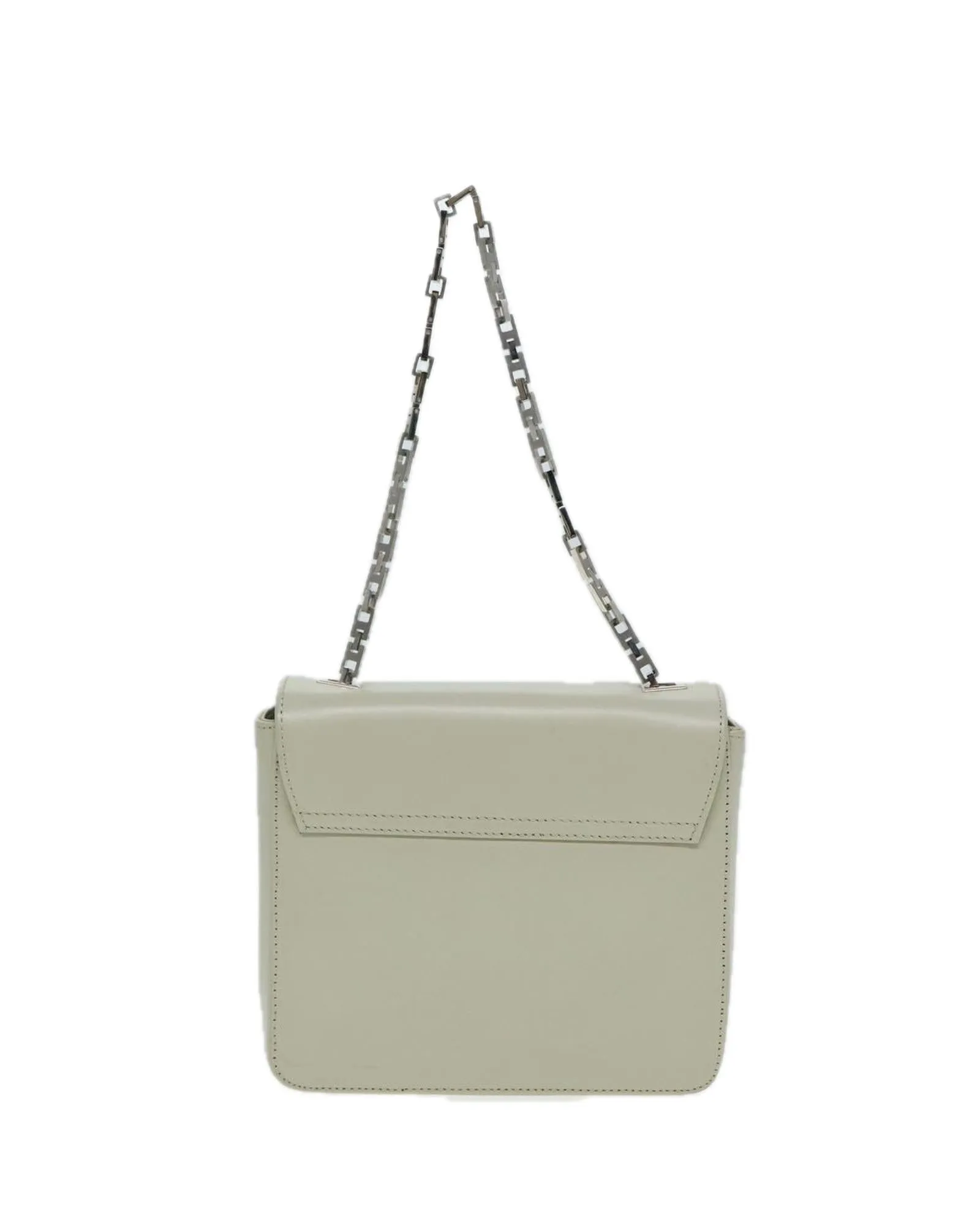 Chain Leather Shoulder Bag with Silver Accents