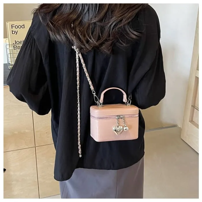 Chain Strap Faux Leather Crossbody Bag