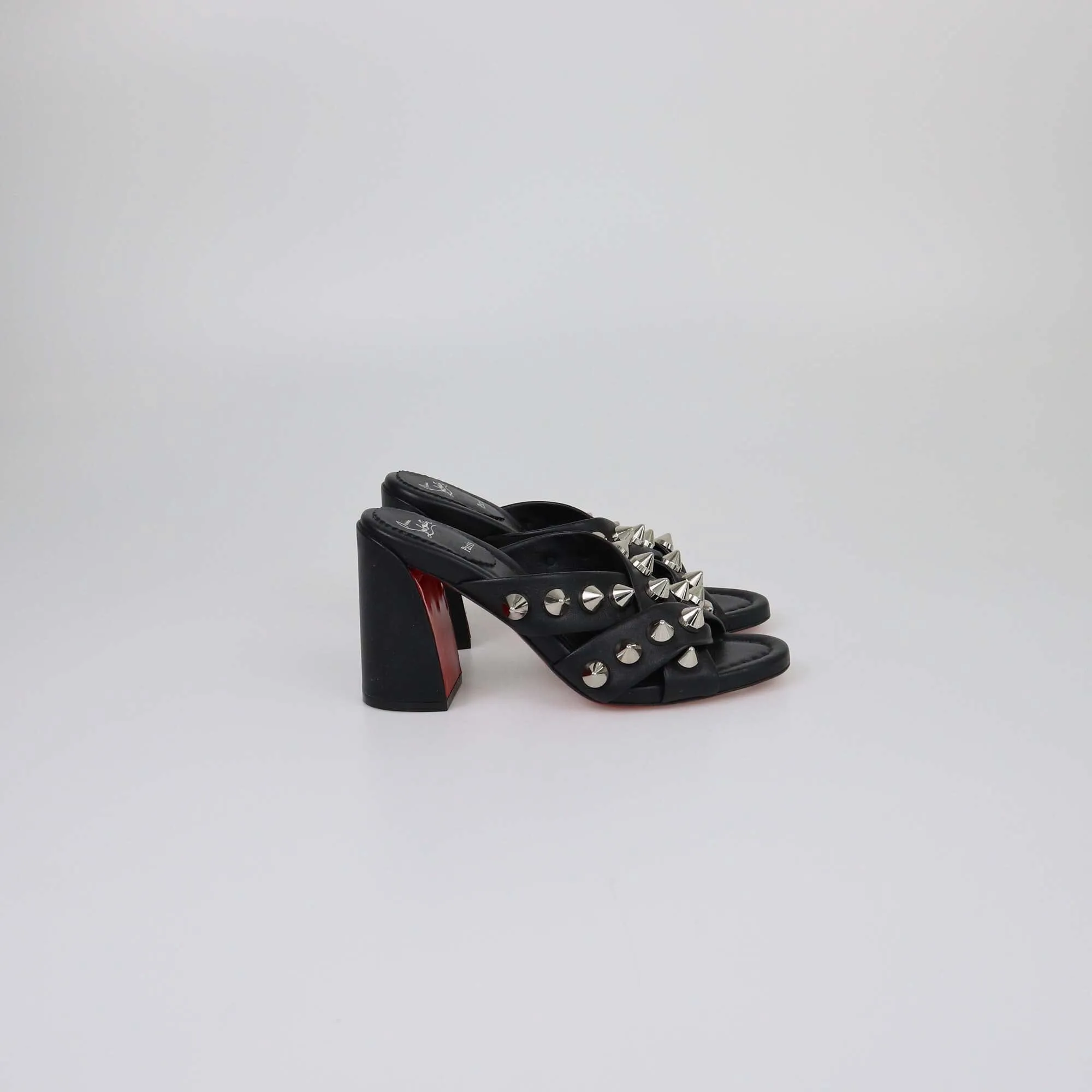 Christian Louboutin Black Spika Club Studded Mules