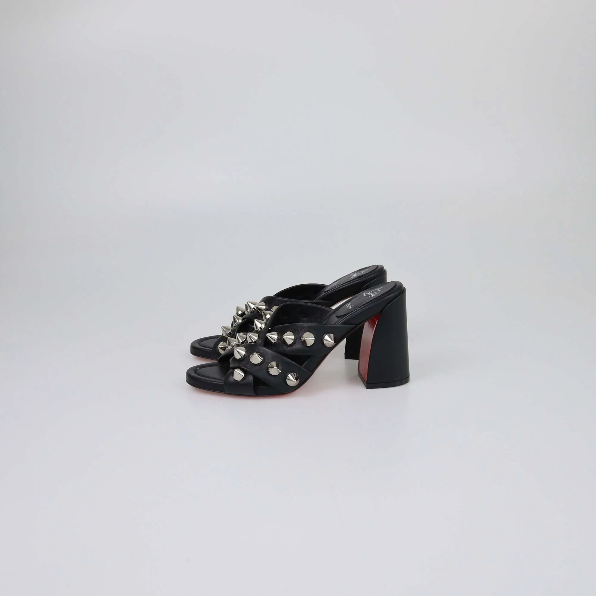 Christian Louboutin Black Spika Club Studded Mules