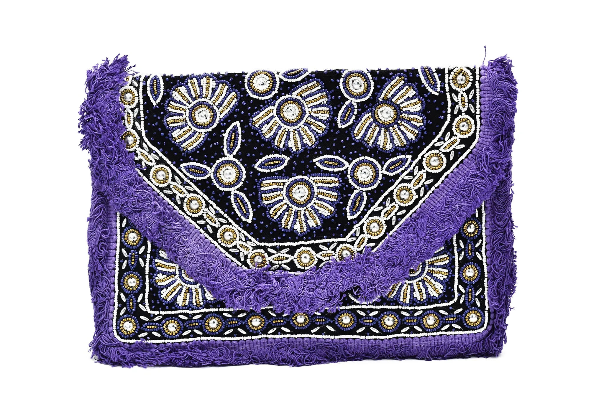 Clover Boho Embroidered Bead Bag