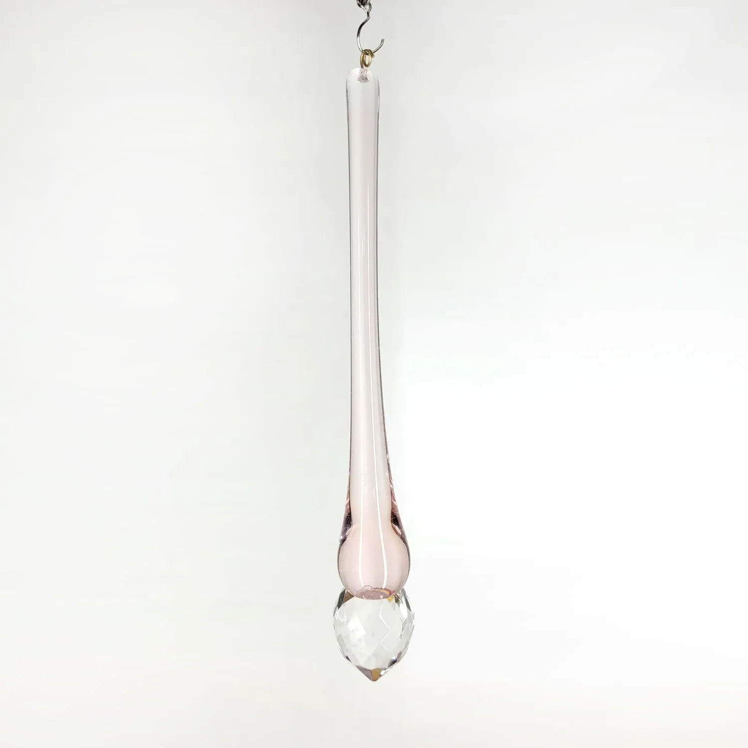 Combination Drop Crystal 7.5 inches Pink and Clear Prism