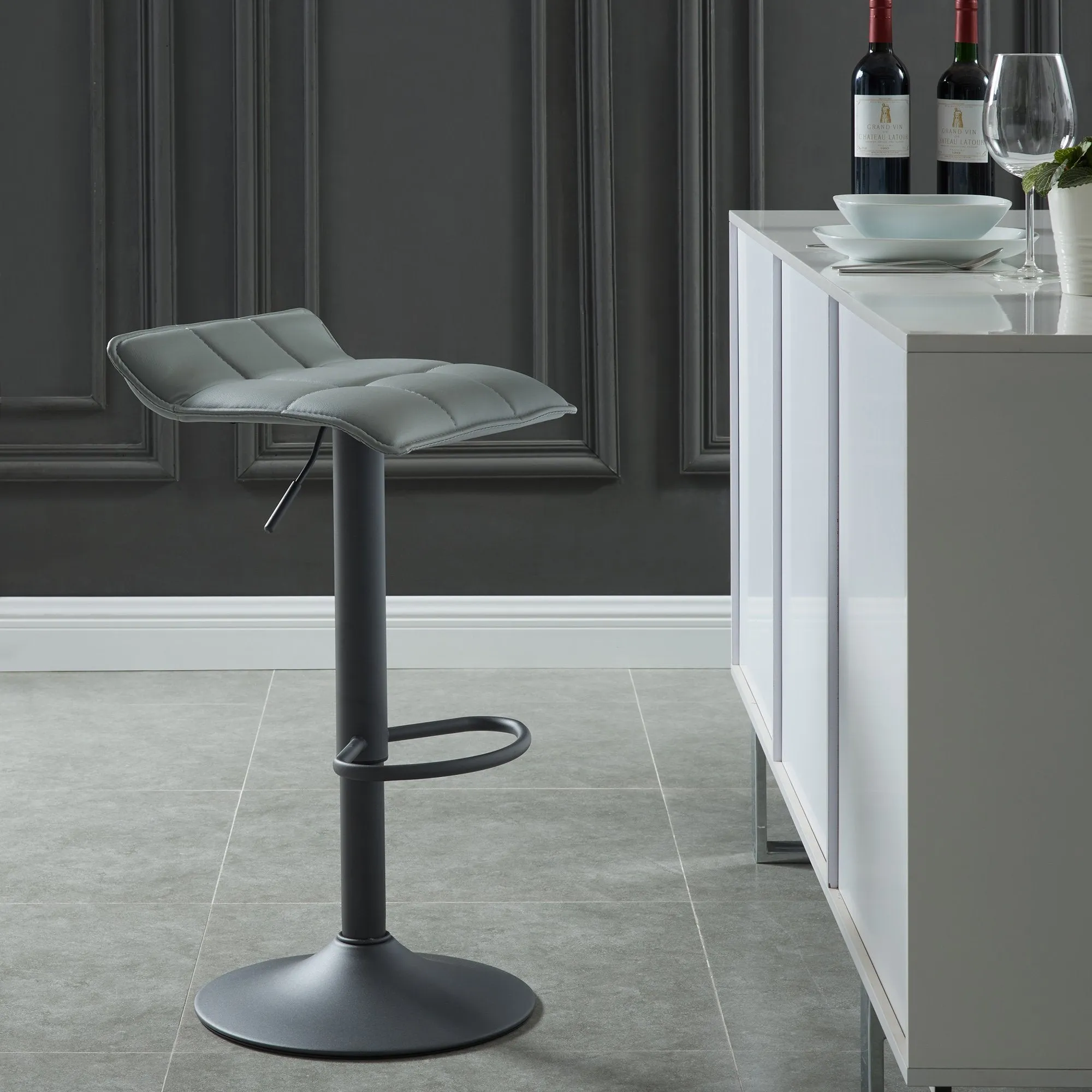 Comet-Air Lift Stool-Grey Faux Leather