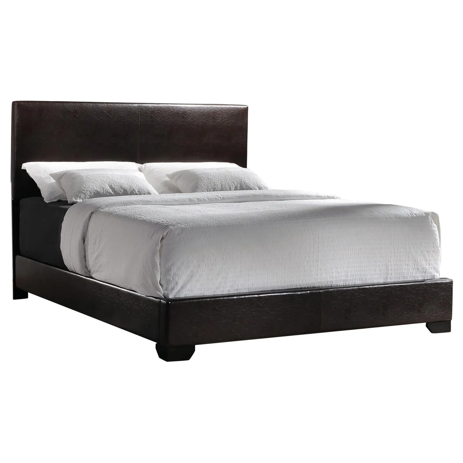 Conner Transitional Dark Brown Upholstered Queen Bed