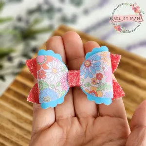 Coral Floral Bow