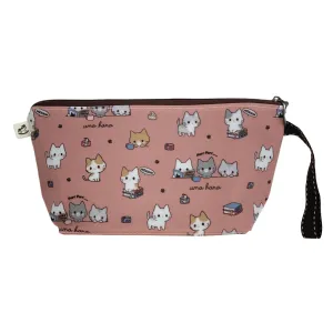 Coral Meow Cat Dumpling Cosmetic Bag