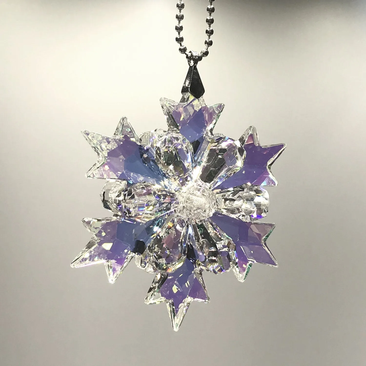 Crystal Ornament Aurora Borealis and clear Star-Burst Prism Colorful Magnificent Crystals 3-inch