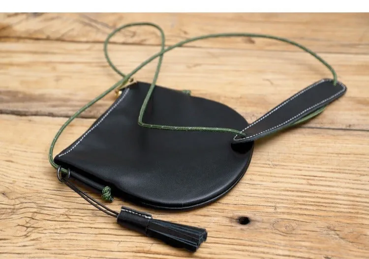 Cute LEATHER Side Bag Tassel Saddle WOMEN SHOULDER BAG Slim With Tassel Crossbody Pouch FOR WOMEN