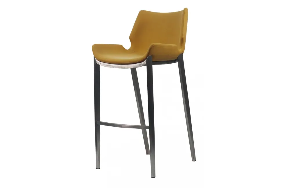 Dana - Modern Orange Leatherette Bar Stool (Set of 2)