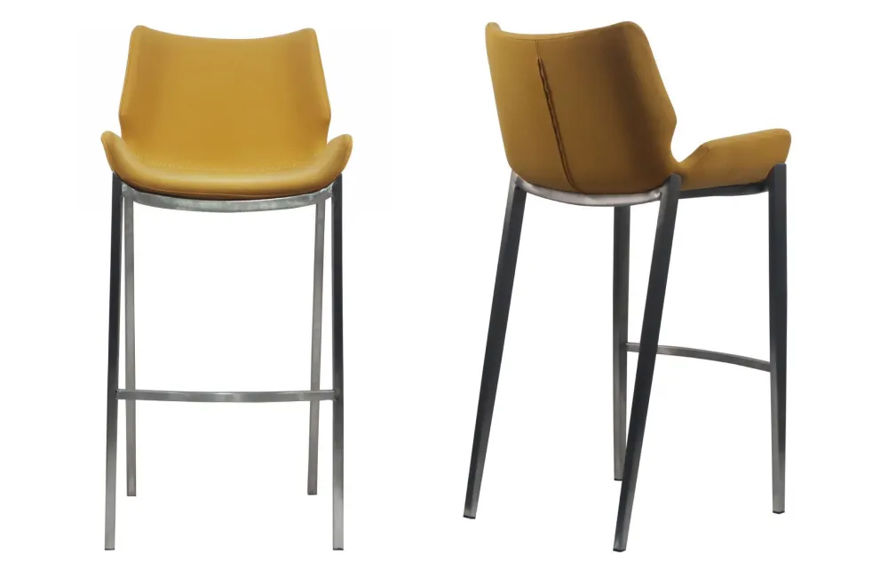 Dana - Modern Orange Leatherette Bar Stool (Set of 2)