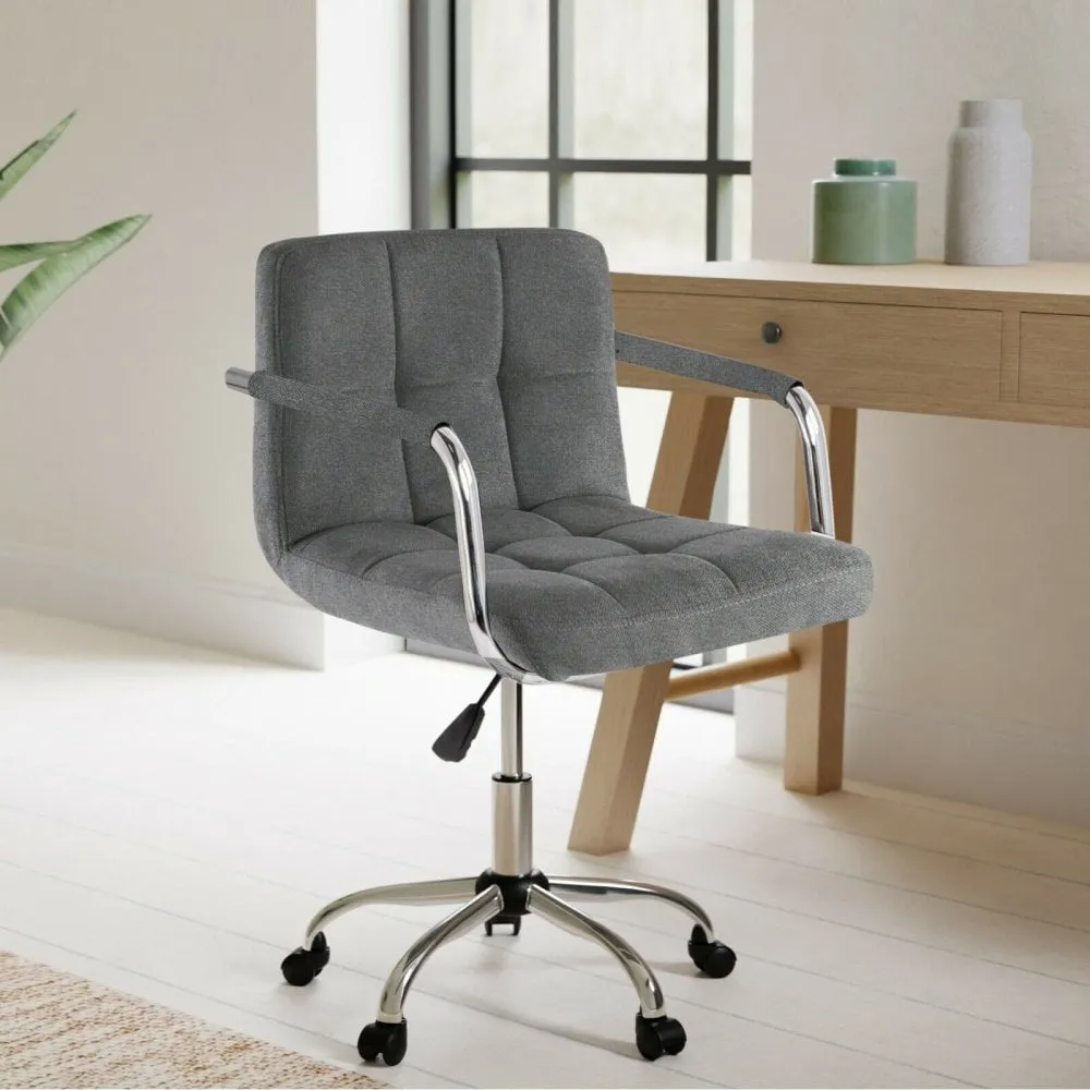 Dark Grey Fabric Office Chair with Chrome Legs