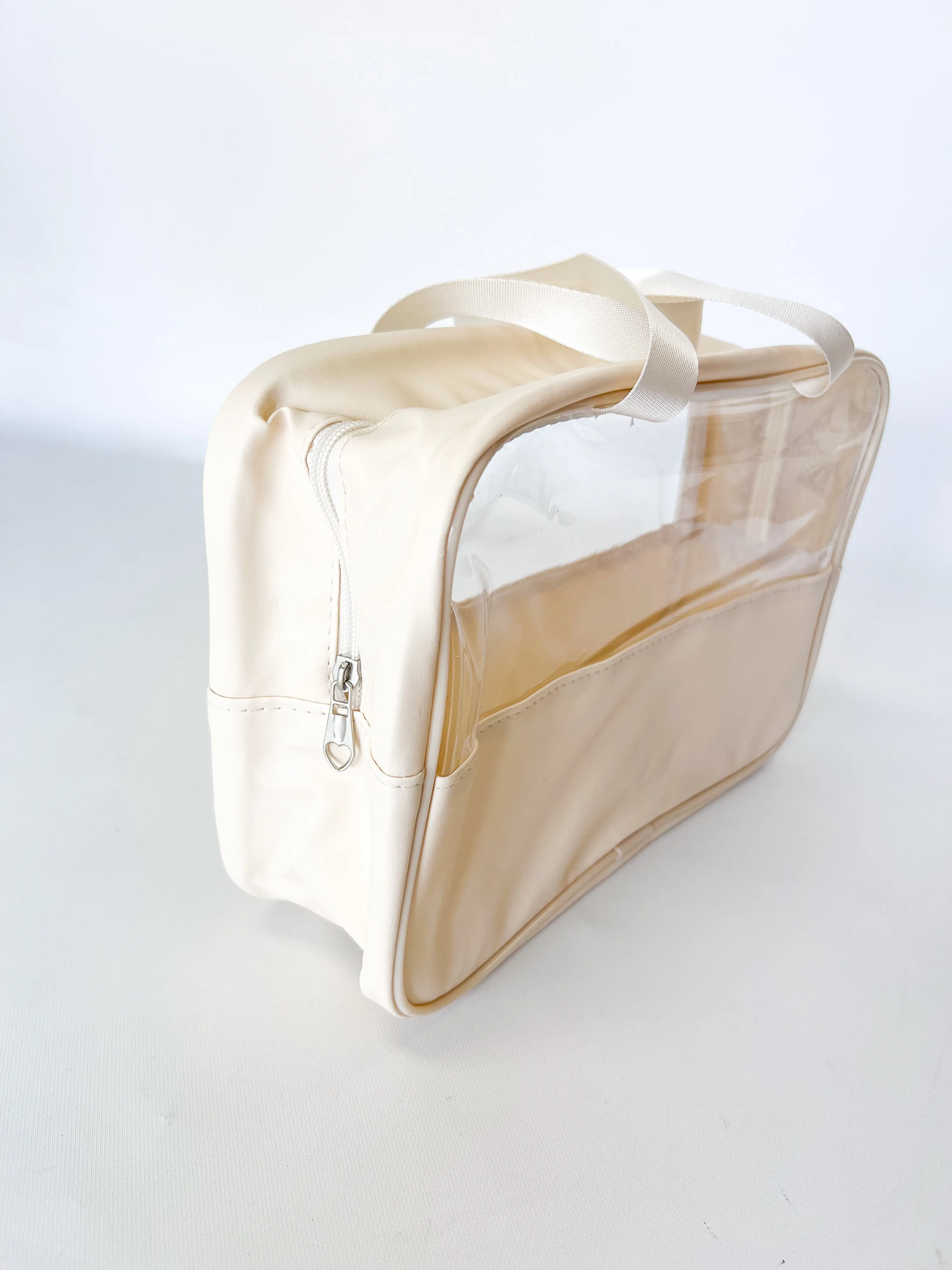 Dawn - Clear Zipper Travel Pouches (Cream)