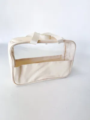 Dawn - Clear Zipper Travel Pouches (Cream)