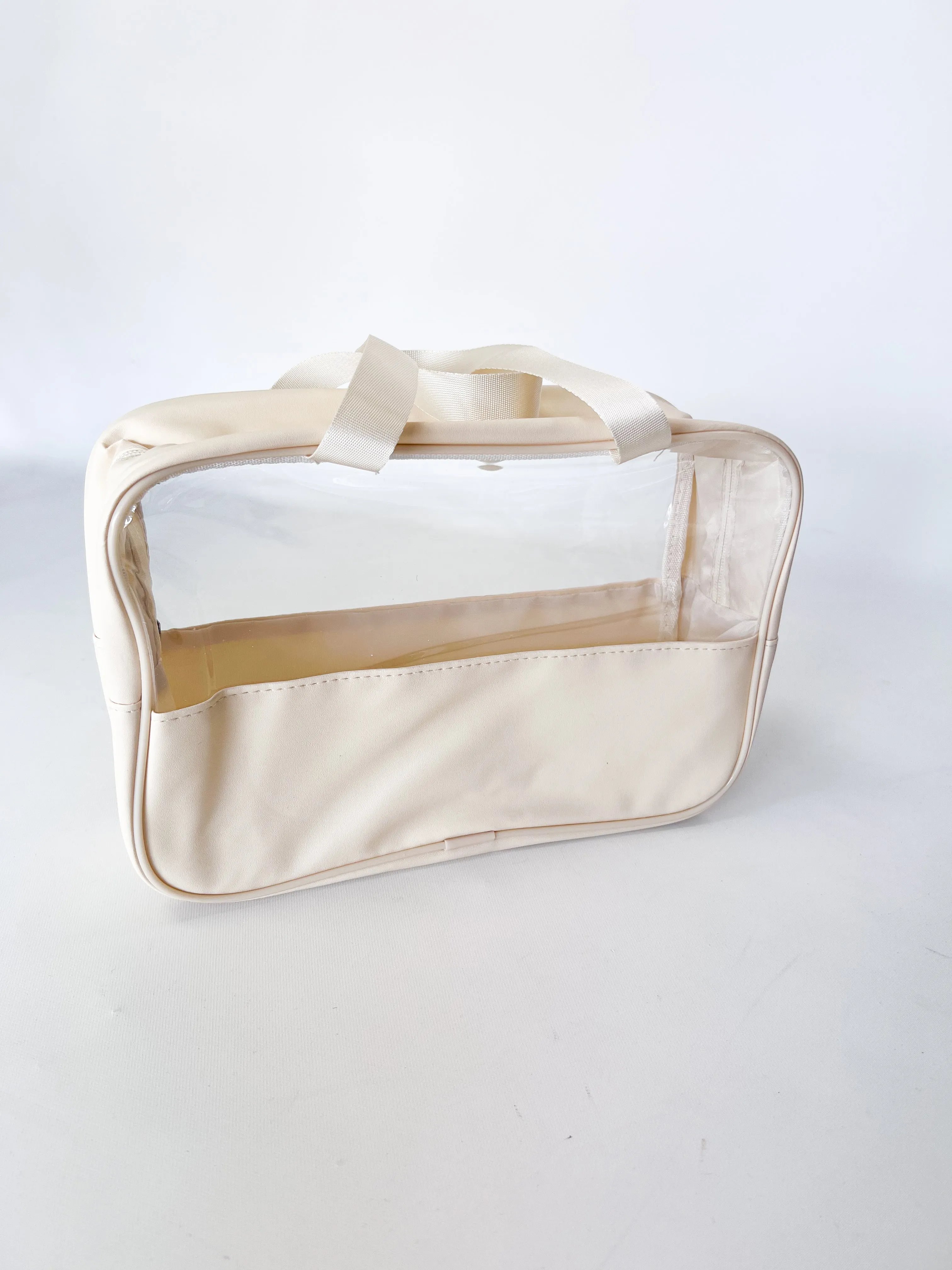 Dawn - Clear Zipper Travel Pouches (Cream)