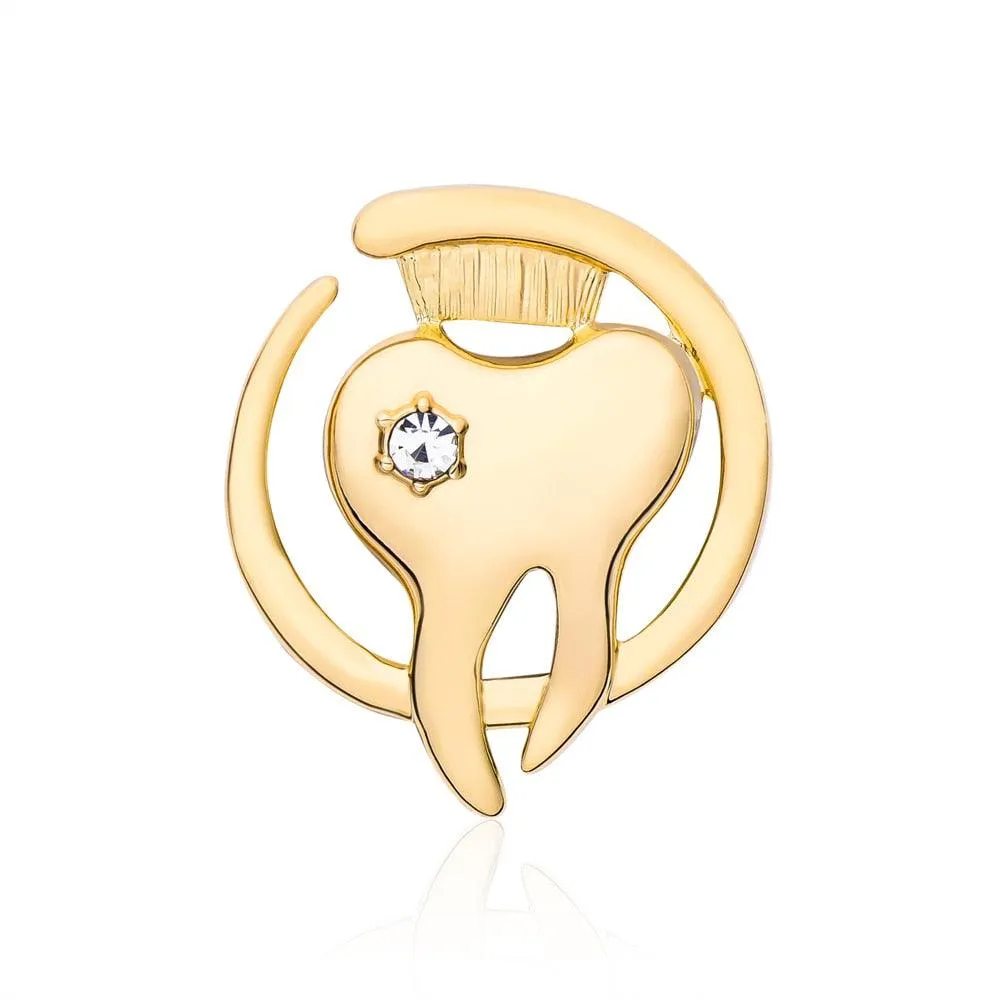 Dentist enamel pins Medical Cute Tooth Shape Brooch Zinc Alloy Gold Color Pin Dentist Nurse Enamel Badge Women Gift