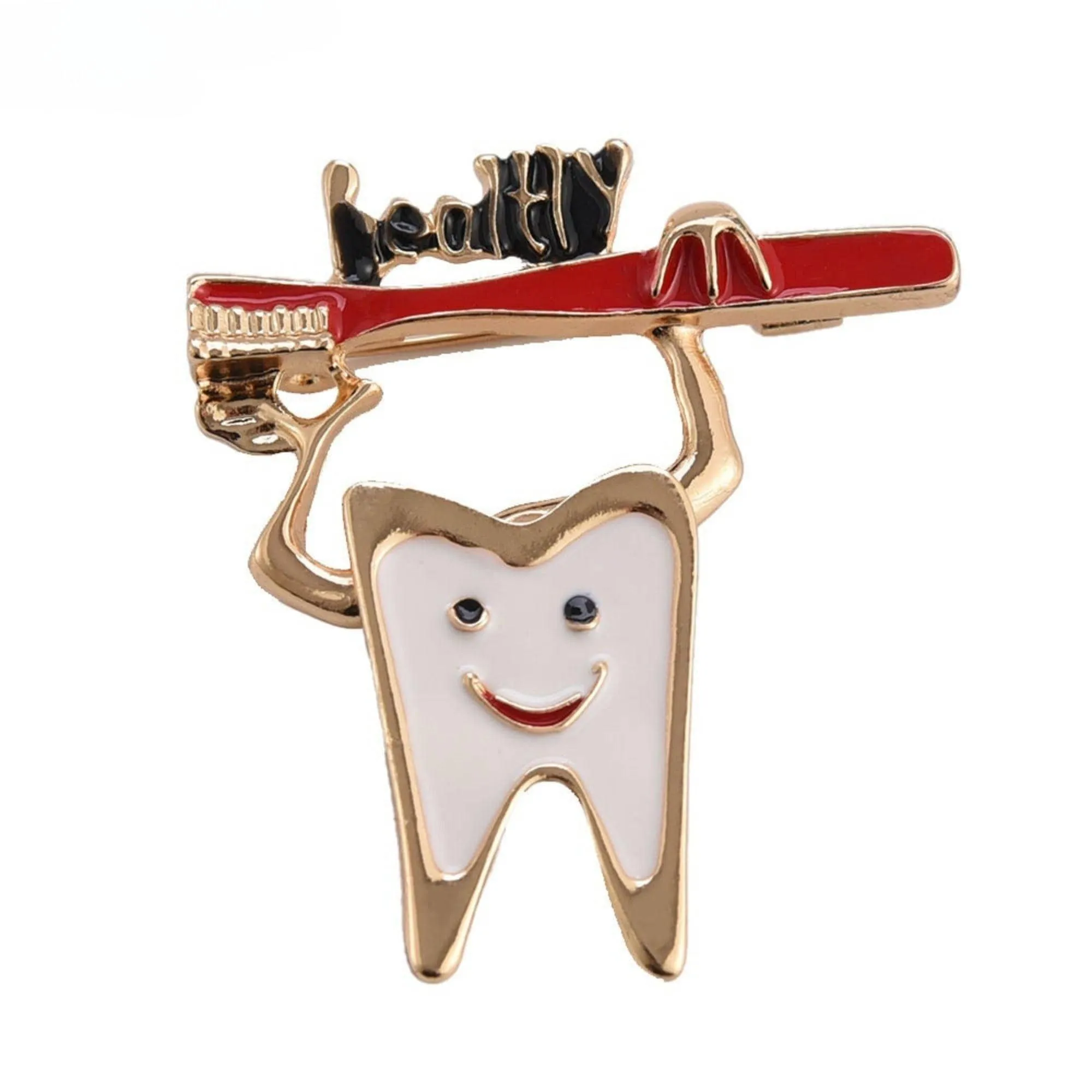 Dentist enamel pins Medical Cute Tooth Shape Brooch Zinc Alloy Gold Color Pin Dentist Nurse Enamel Badge Women Gift