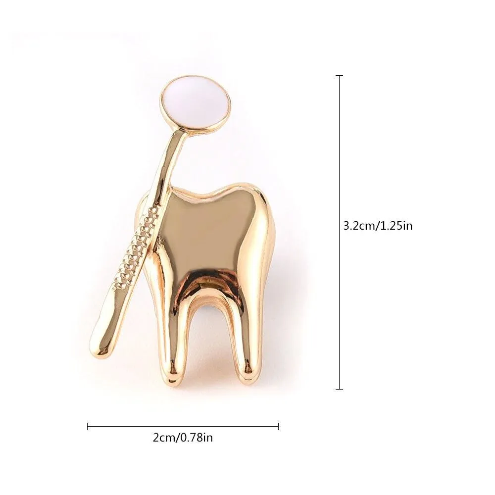 Dentist enamel pins Medical Cute Tooth Shape Brooch Zinc Alloy Gold Color Pin Dentist Nurse Enamel Badge Women Gift