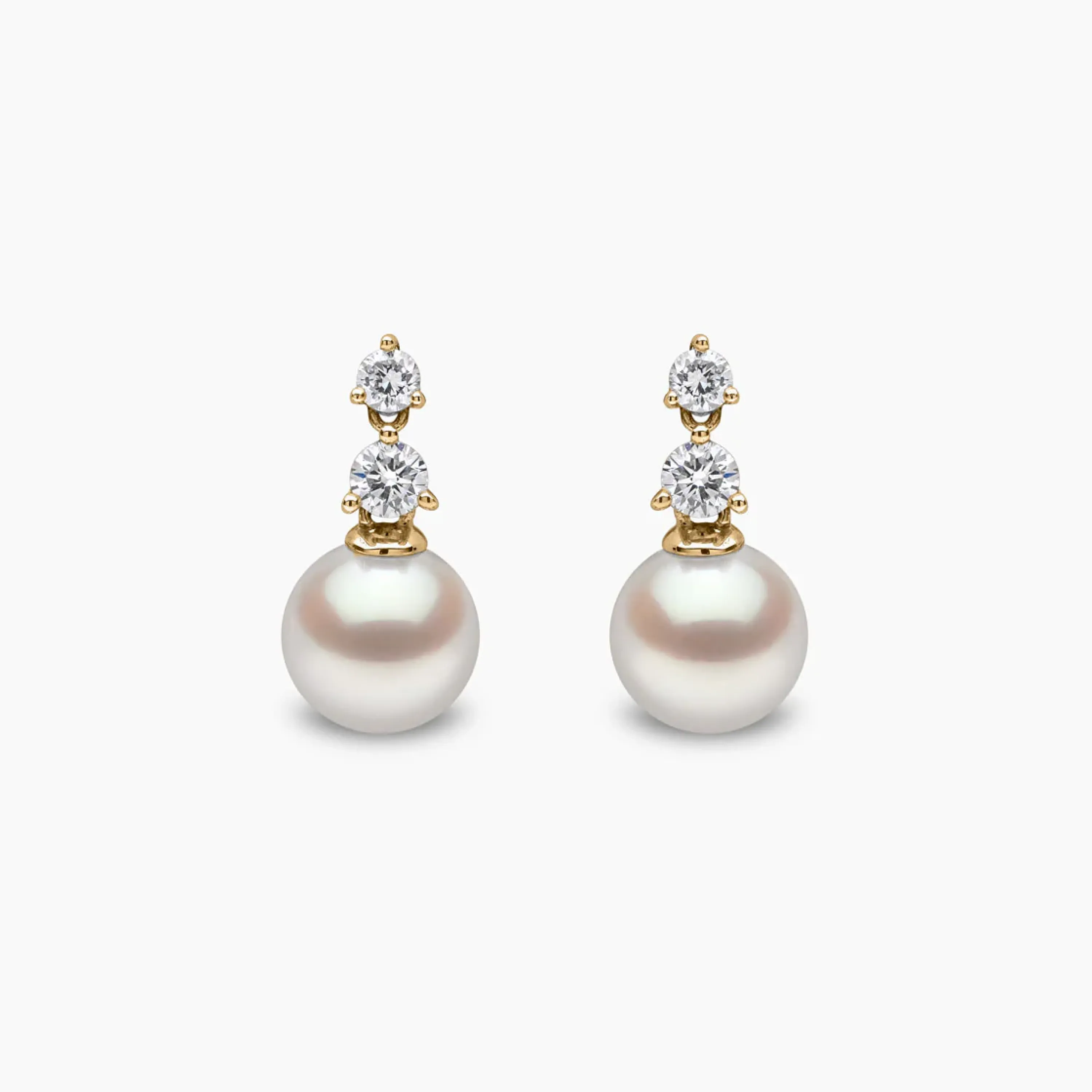 Diamond Classic 18K Gold Akoya Pearl and Diamond Earrings