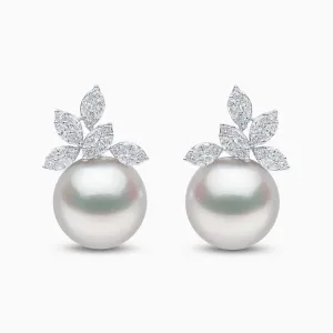 Duchess 18K Gold Pearl and Mini Diamond Motif Earrings