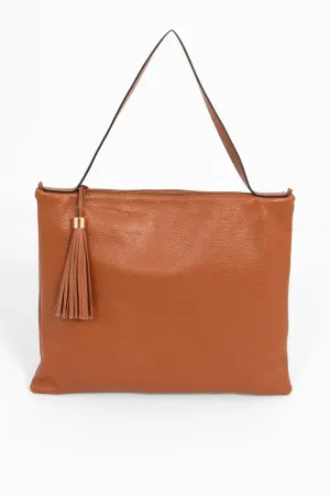 Dulce Italian Leather Large Tote Bag - Tan, Pebbled