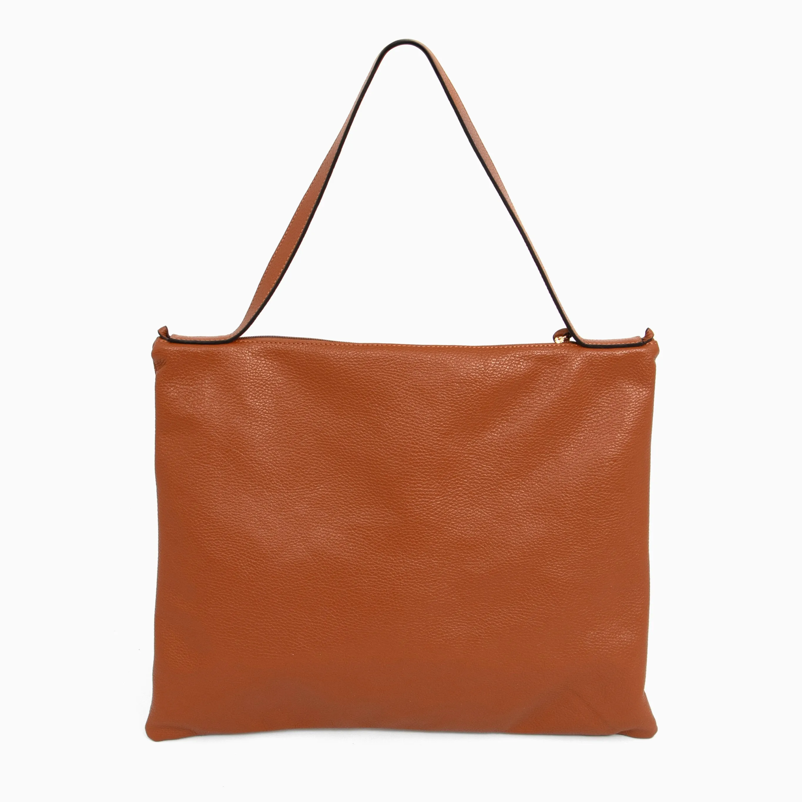 Dulce Italian Leather Large Tote Bag - Tan, Pebbled