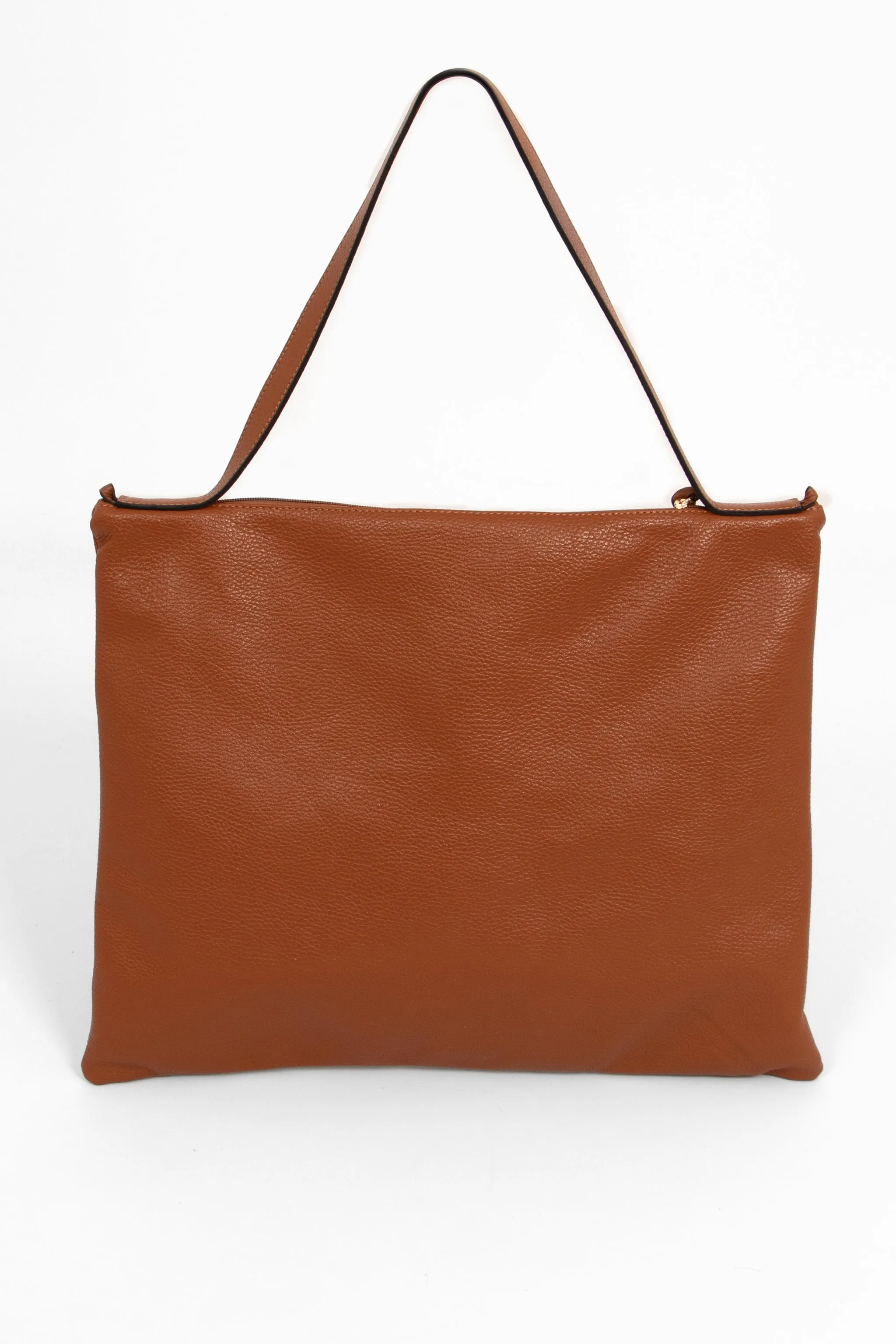 Dulce Italian Leather Large Tote Bag - Tan, Pebbled