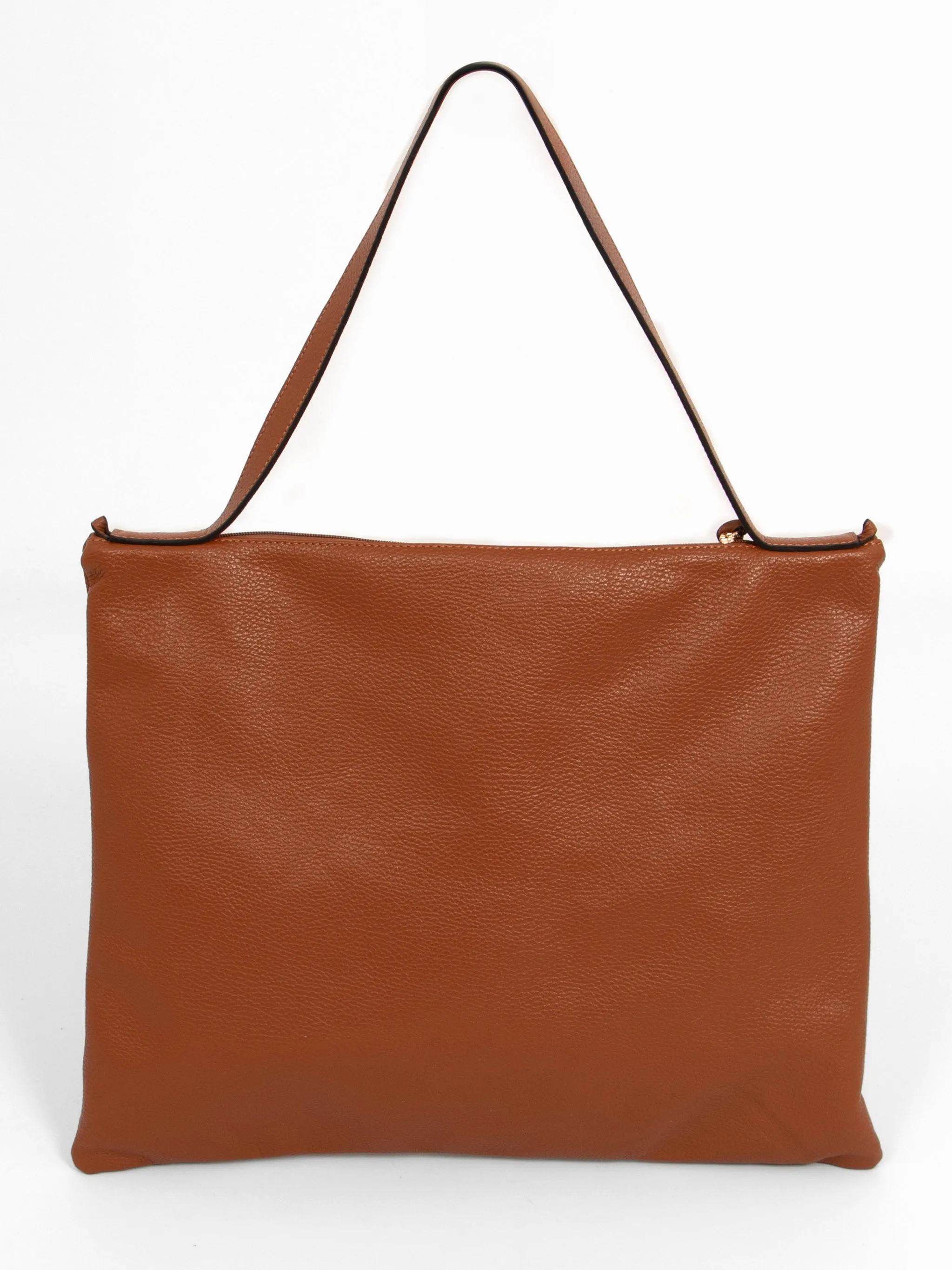 Dulce Italian Leather Large Tote Bag - Tan, Pebbled