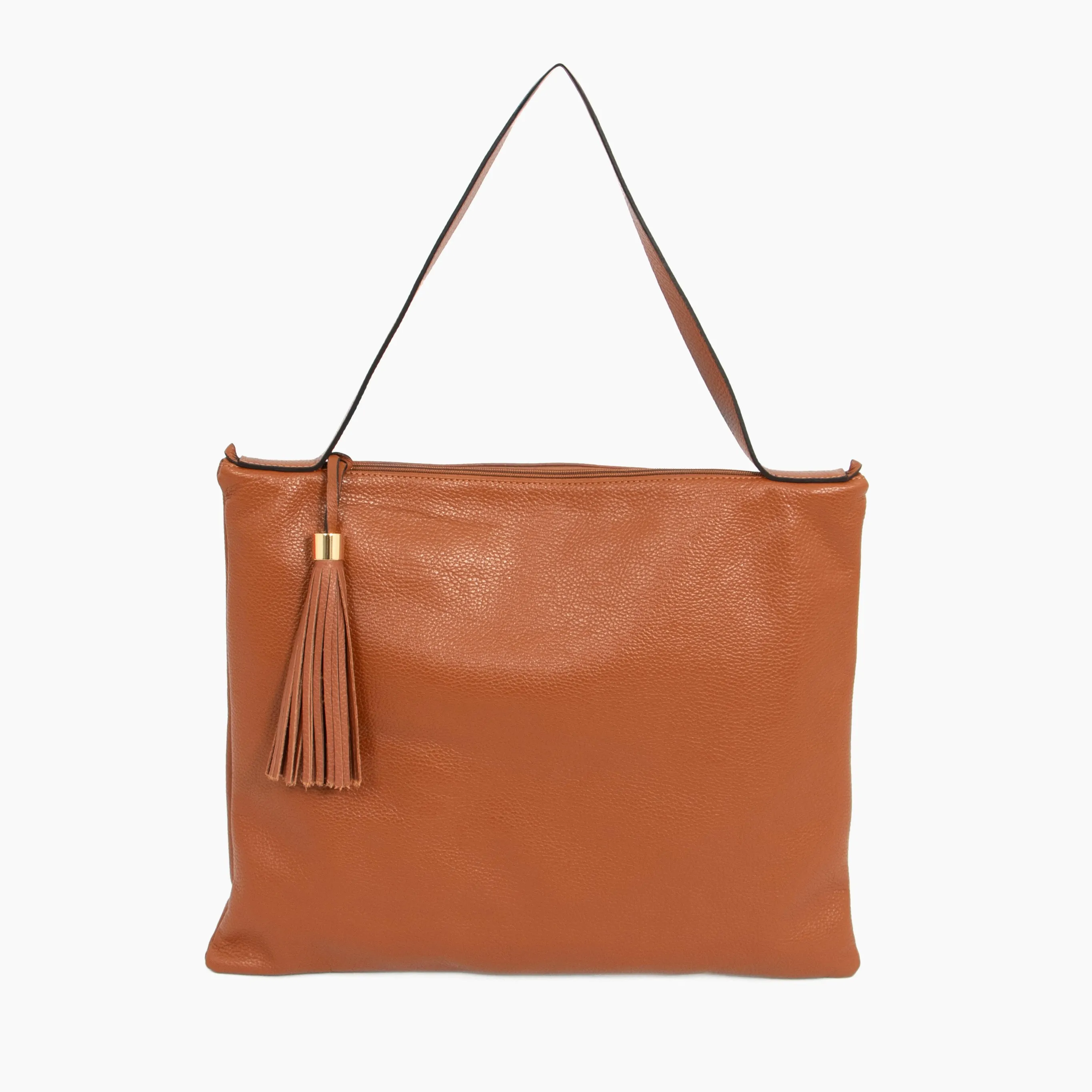 Dulce Italian Leather Large Tote Bag - Tan, Pebbled