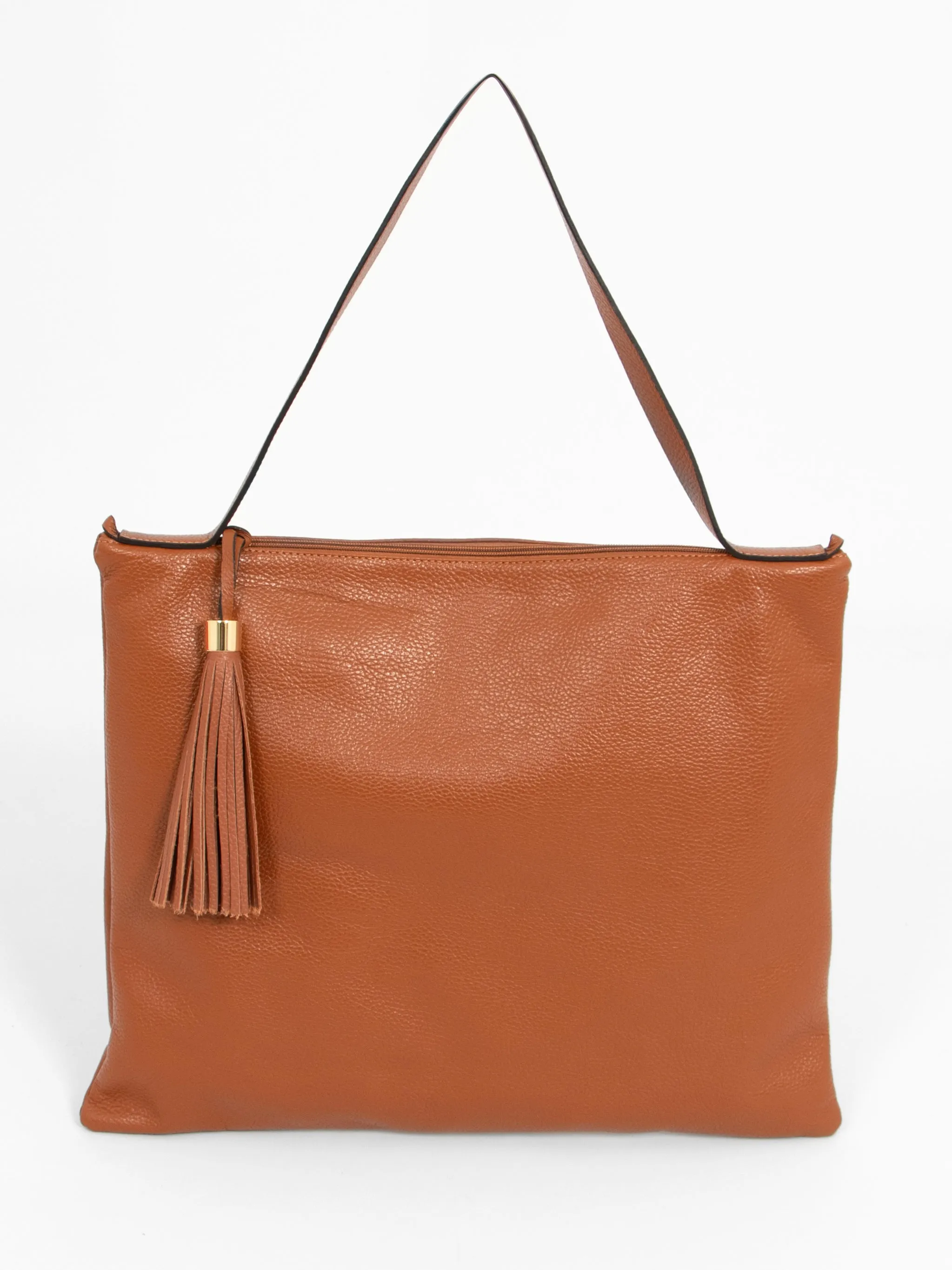 Dulce Italian Leather Large Tote Bag - Tan, Pebbled