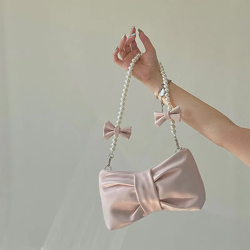 Duo Bow Pearl Chain Bag