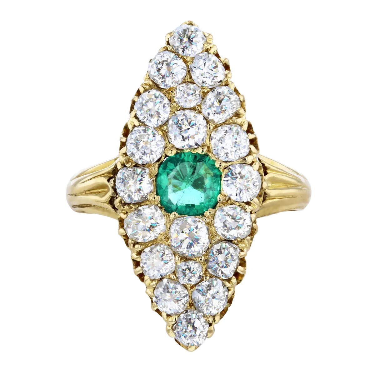 Early 20th Century Diamond & Emerald Ring | Pre-Loved | 18K Yellow Gold