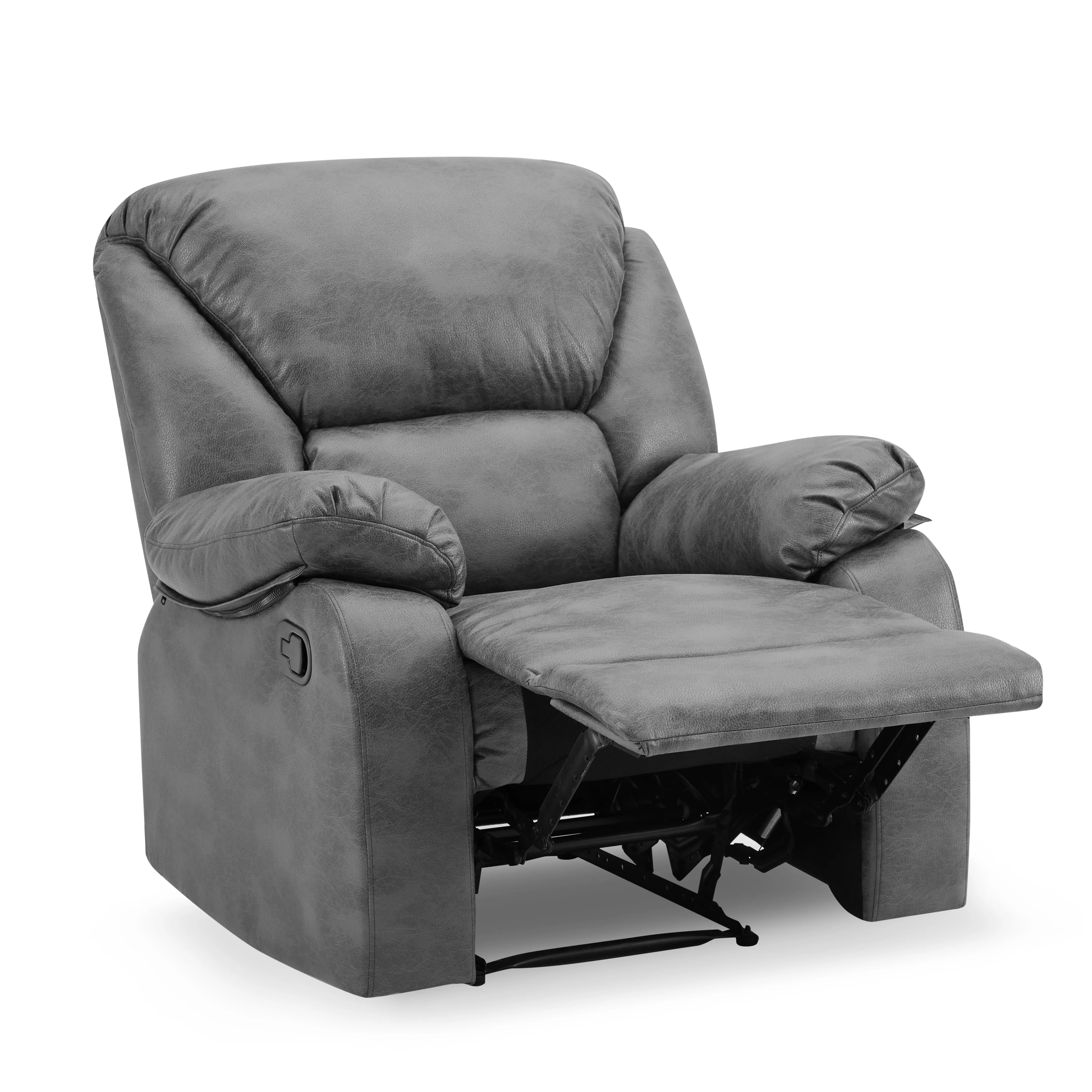 Enoch Recliner Armchair Sofa Suite, Dark Grey Faux Leather