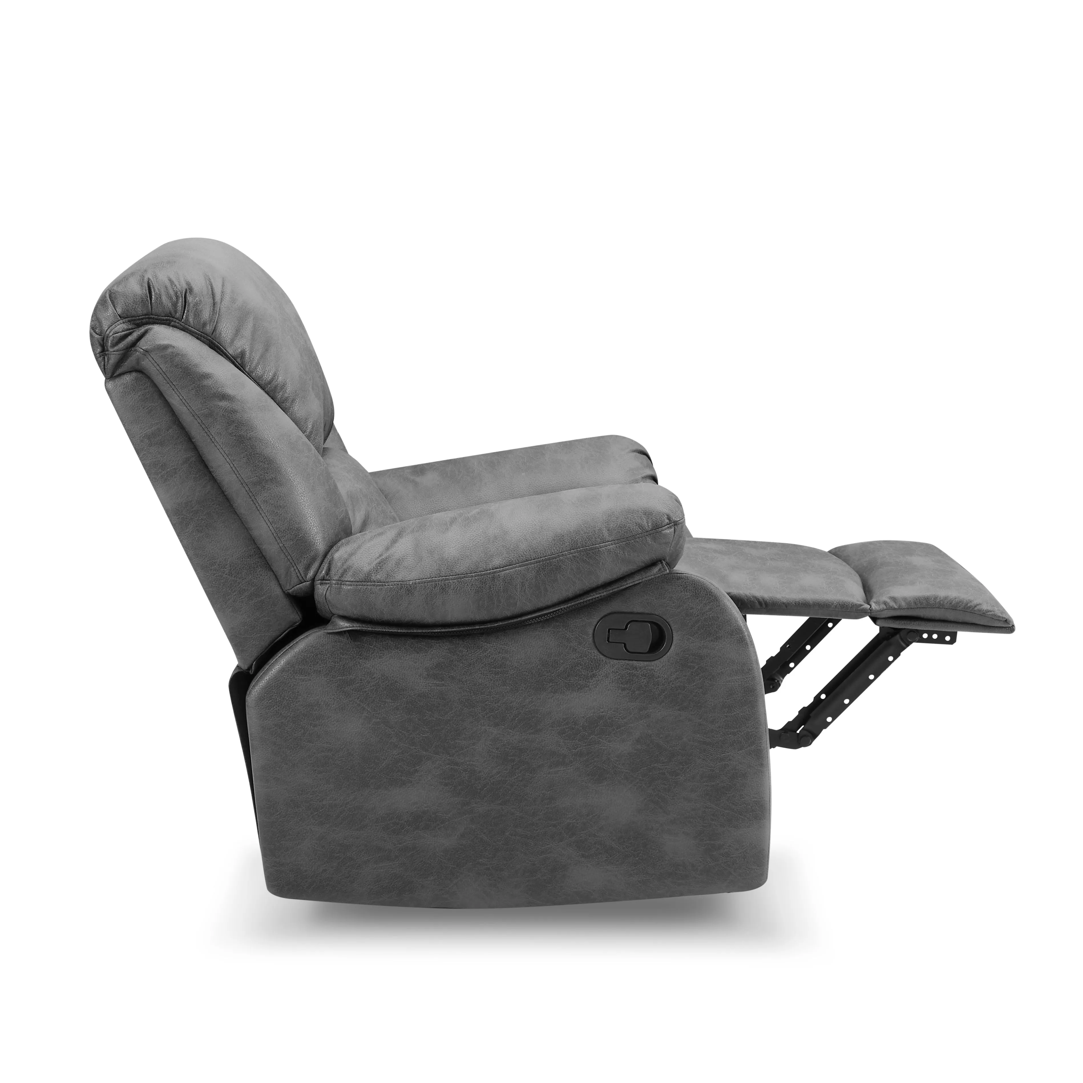 Enoch Recliner Armchair Sofa Suite, Dark Grey Faux Leather