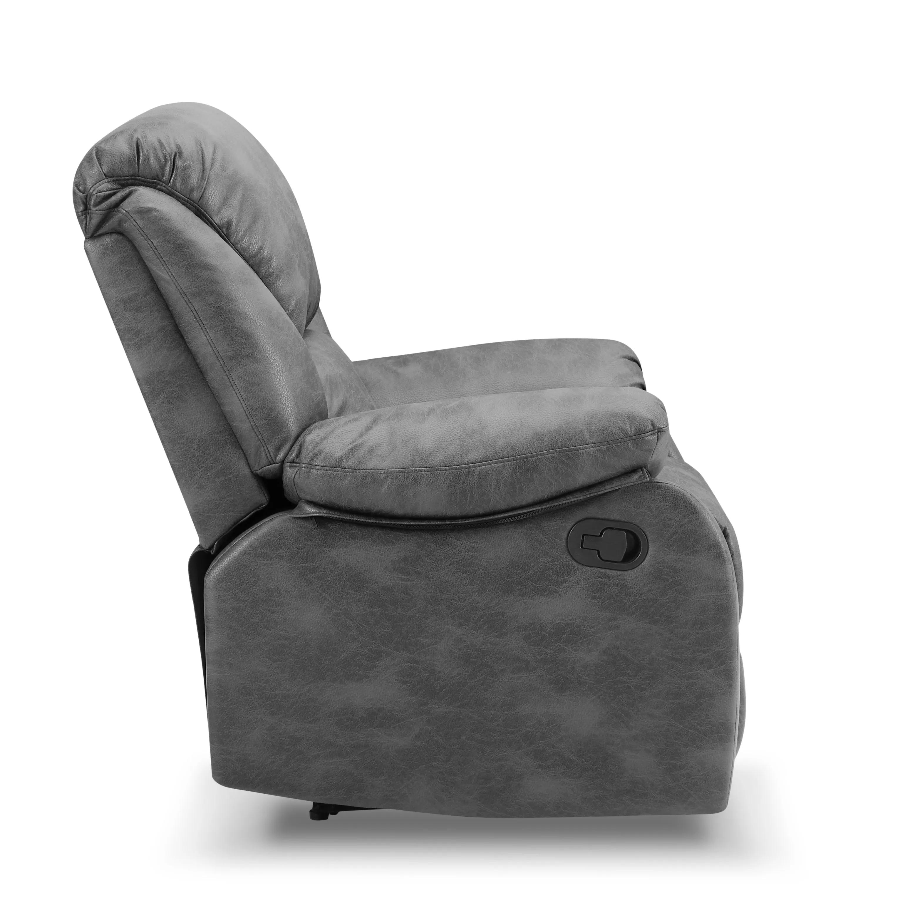 Enoch Recliner Armchair Sofa Suite, Dark Grey Faux Leather