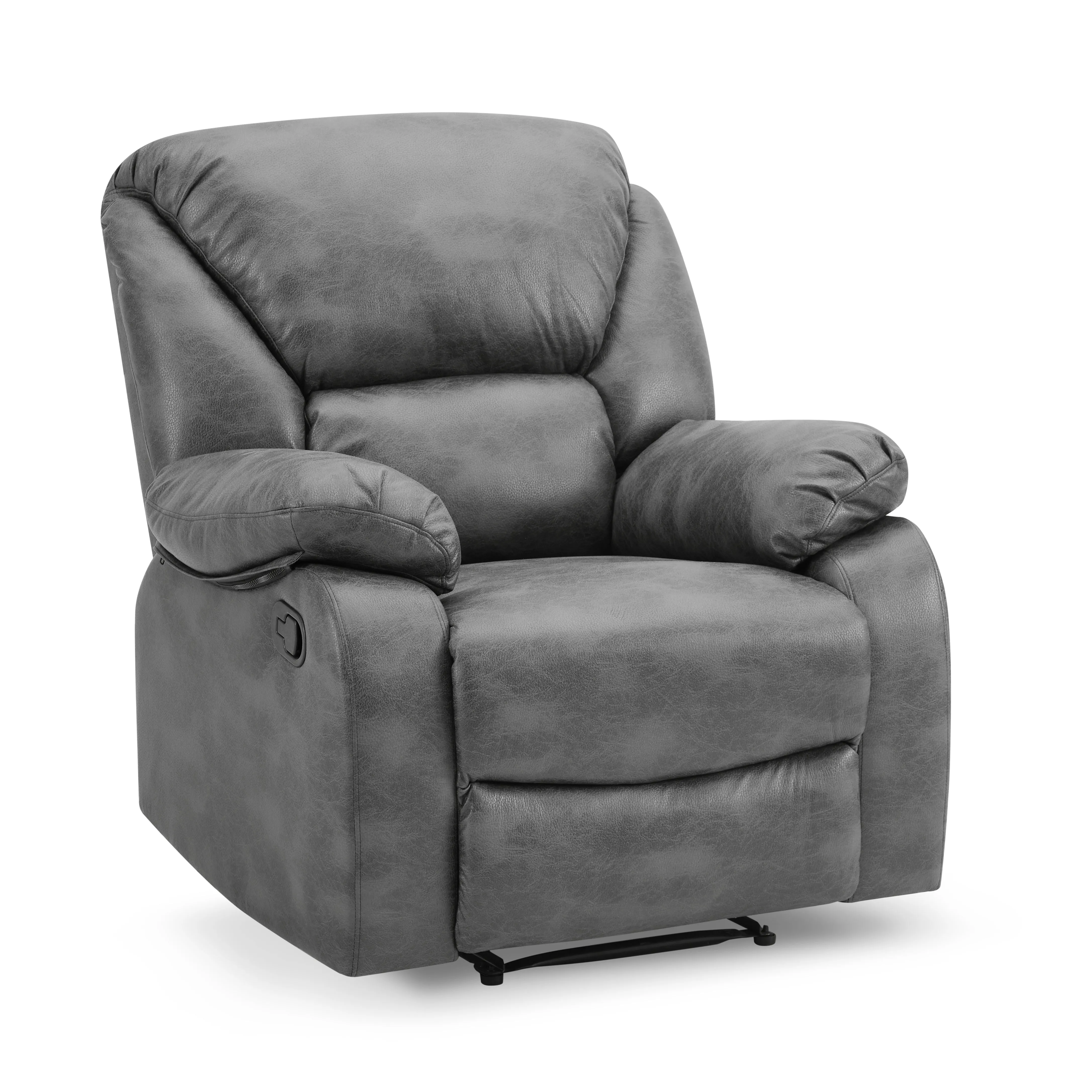 Enoch Recliner Armchair Sofa Suite, Dark Grey Faux Leather