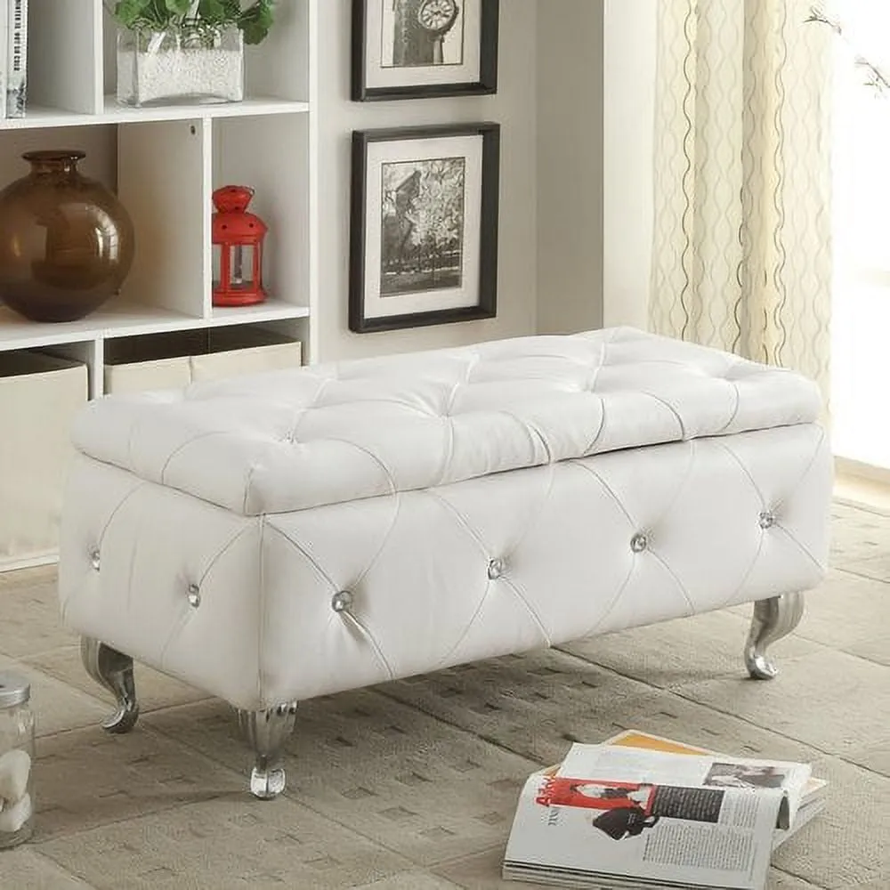 essential Black Crystal Tufted Storage Bench