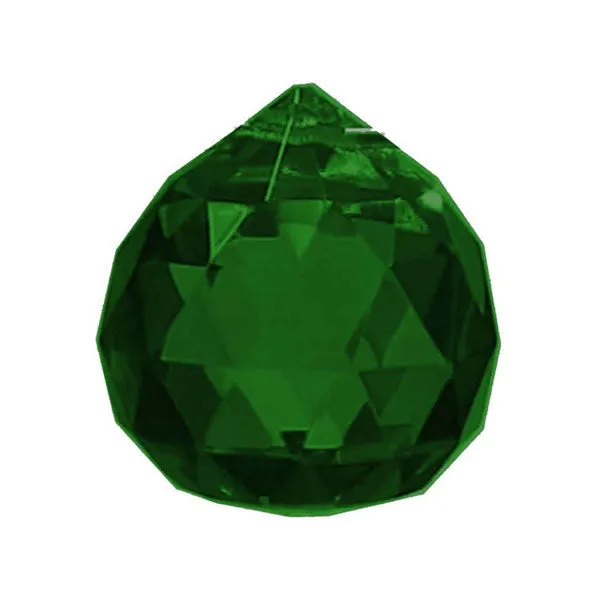 Faceted Ball Crystal 30mm Emerald Prism with One Hole on Top