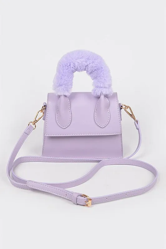 Faux Leather Fur Handle Bag