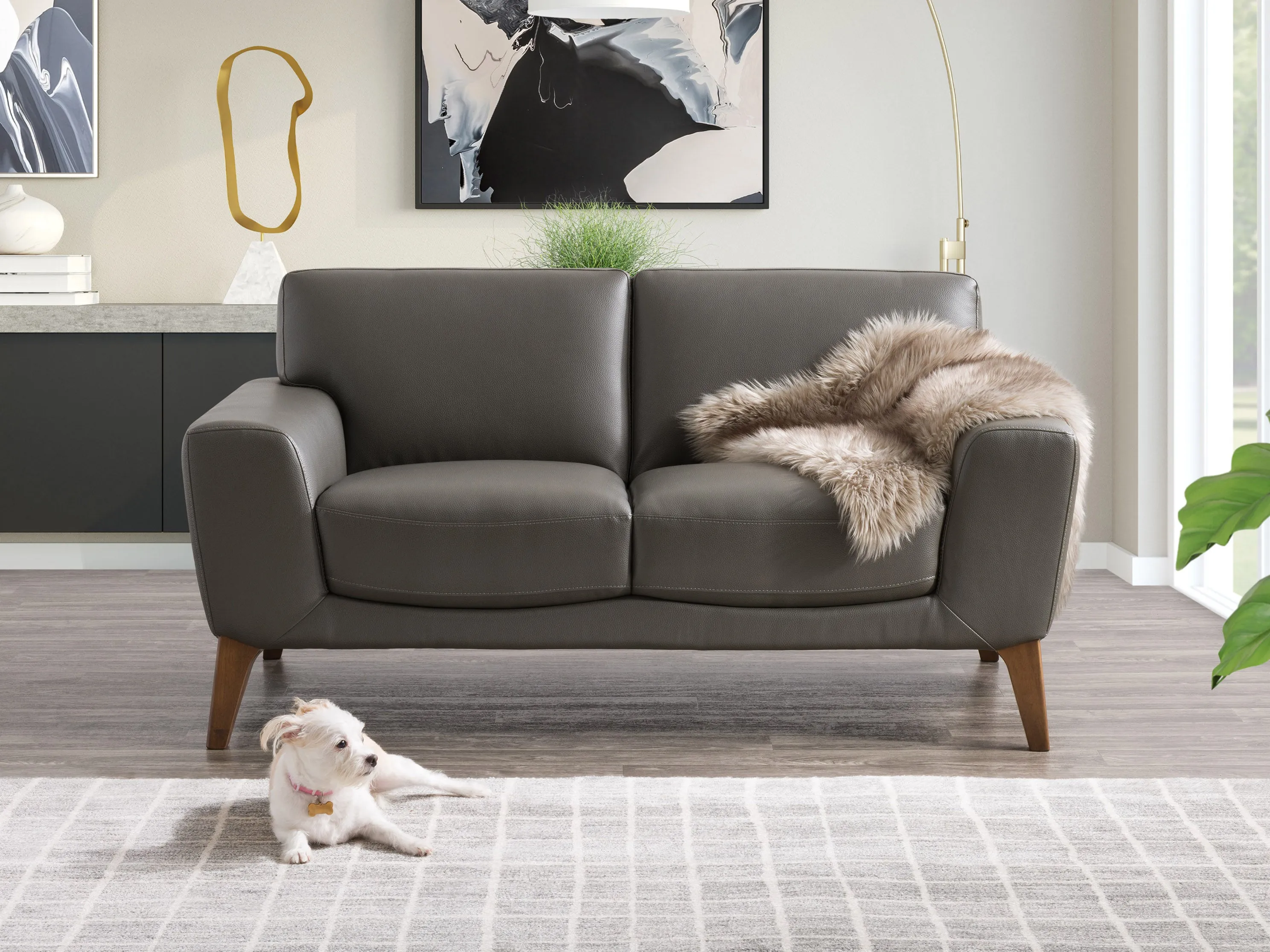 Faux Leather Loveseat