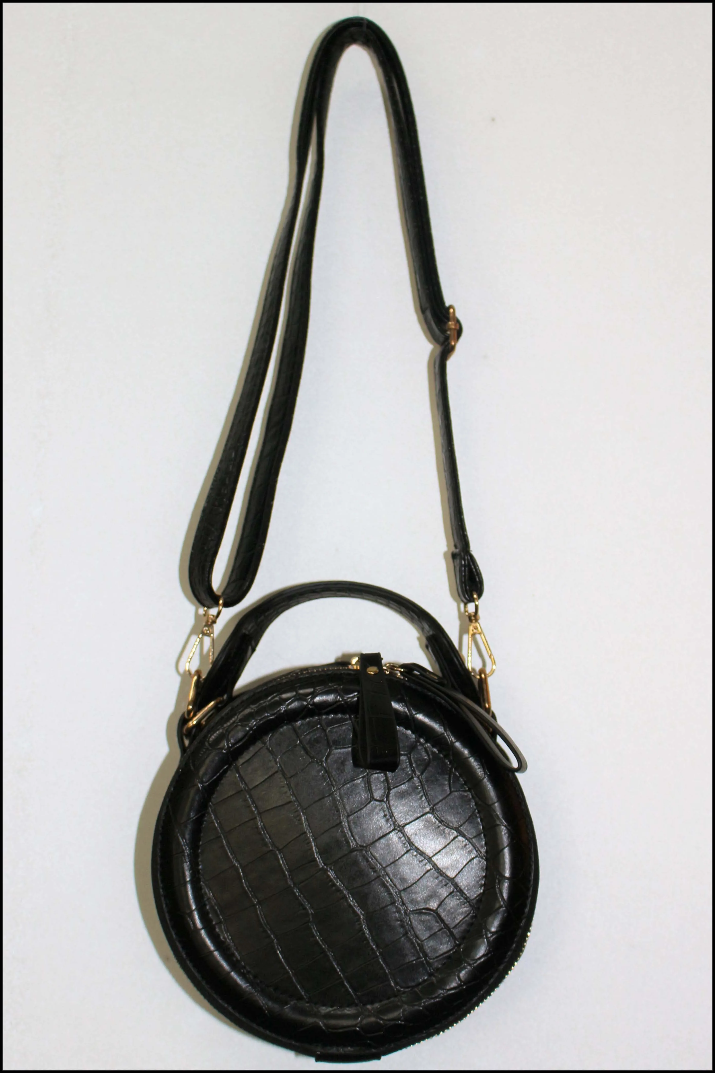 Faux Leather Round Handbag