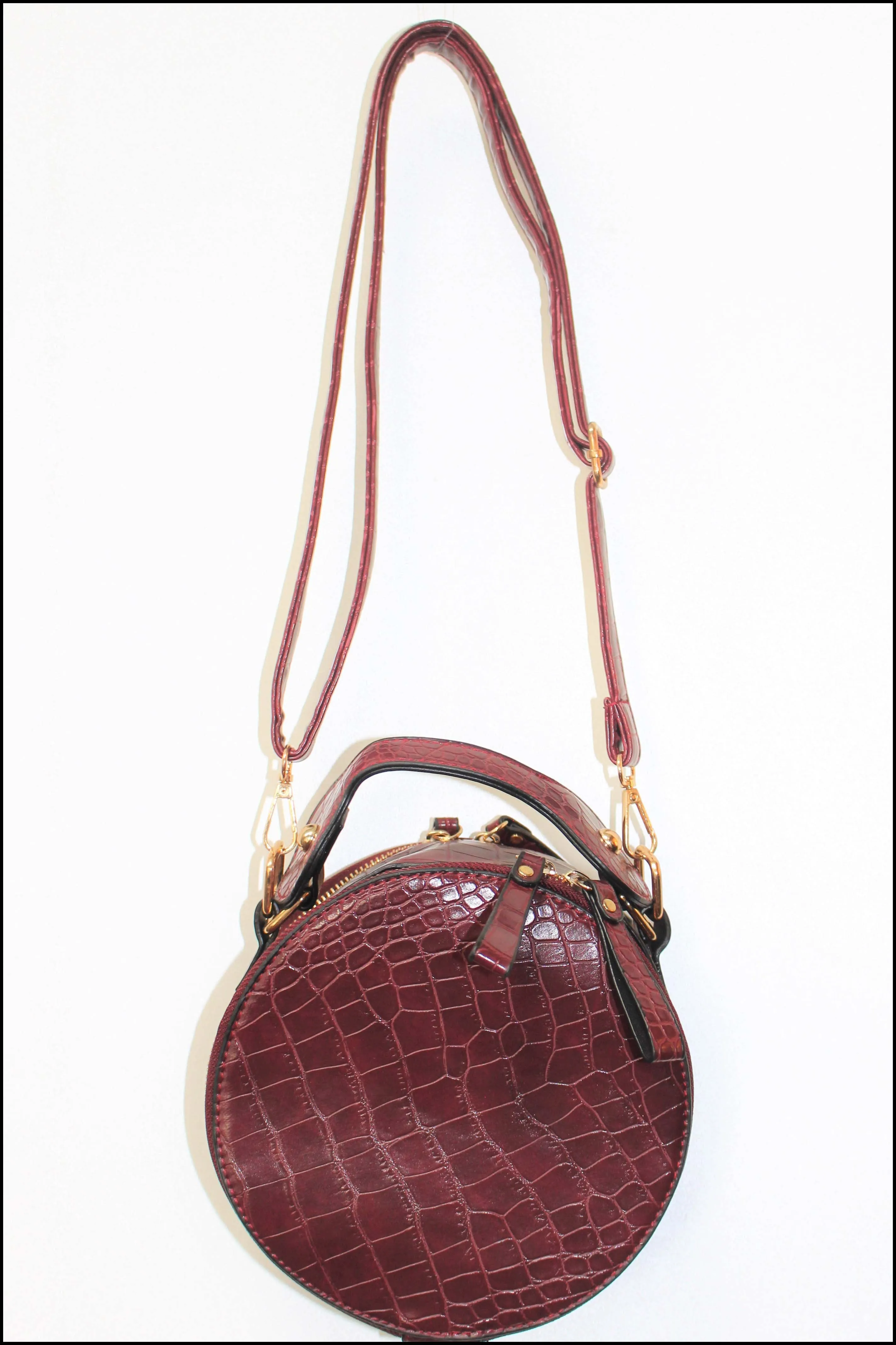 Faux Leather Round Handbag