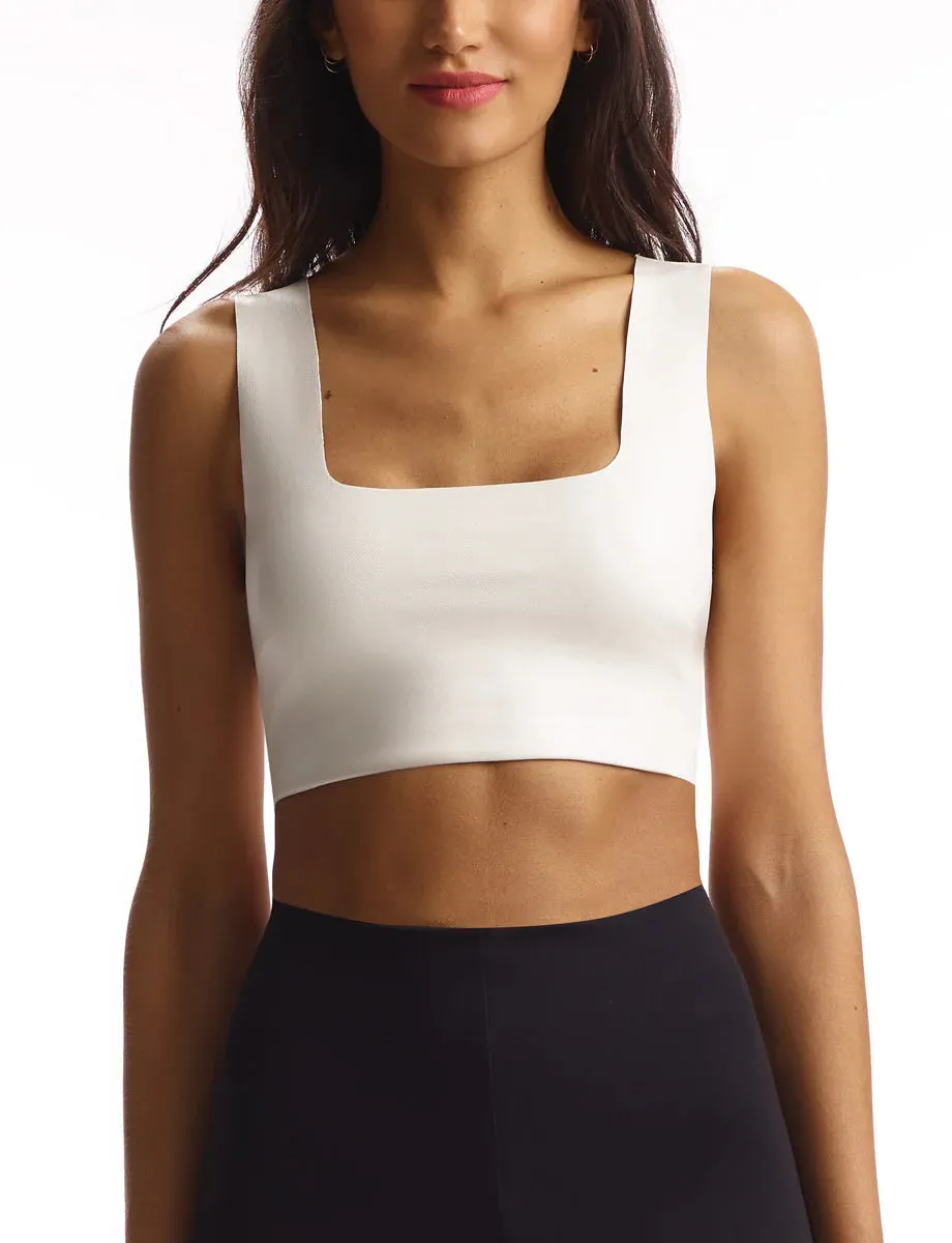 Faux Leather Squareneck Crop Top