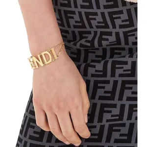 Fendi Gold-tone Letter Logo Chain Bracelet 8AH073