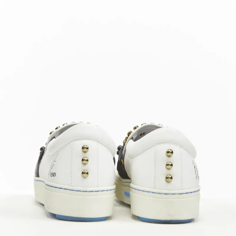 FENDI Karl Loves studded Karlito white leather skate sneakers EU36.5