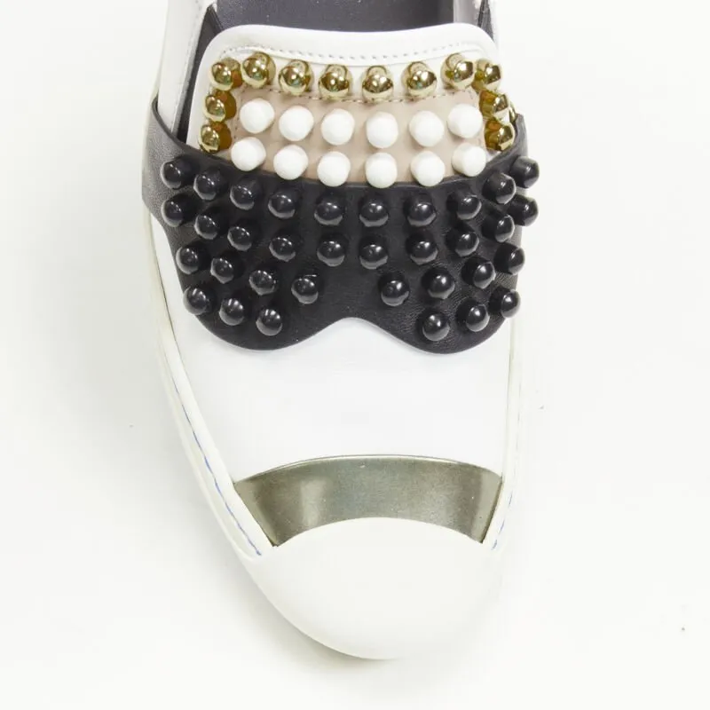 FENDI Karl Loves studded Karlito white leather skate sneakers EU36.5