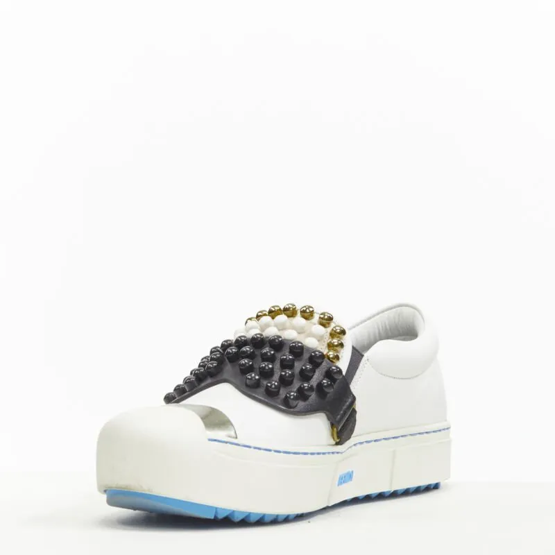 FENDI Karl Loves studded Karlito white leather skate sneakers EU36.5